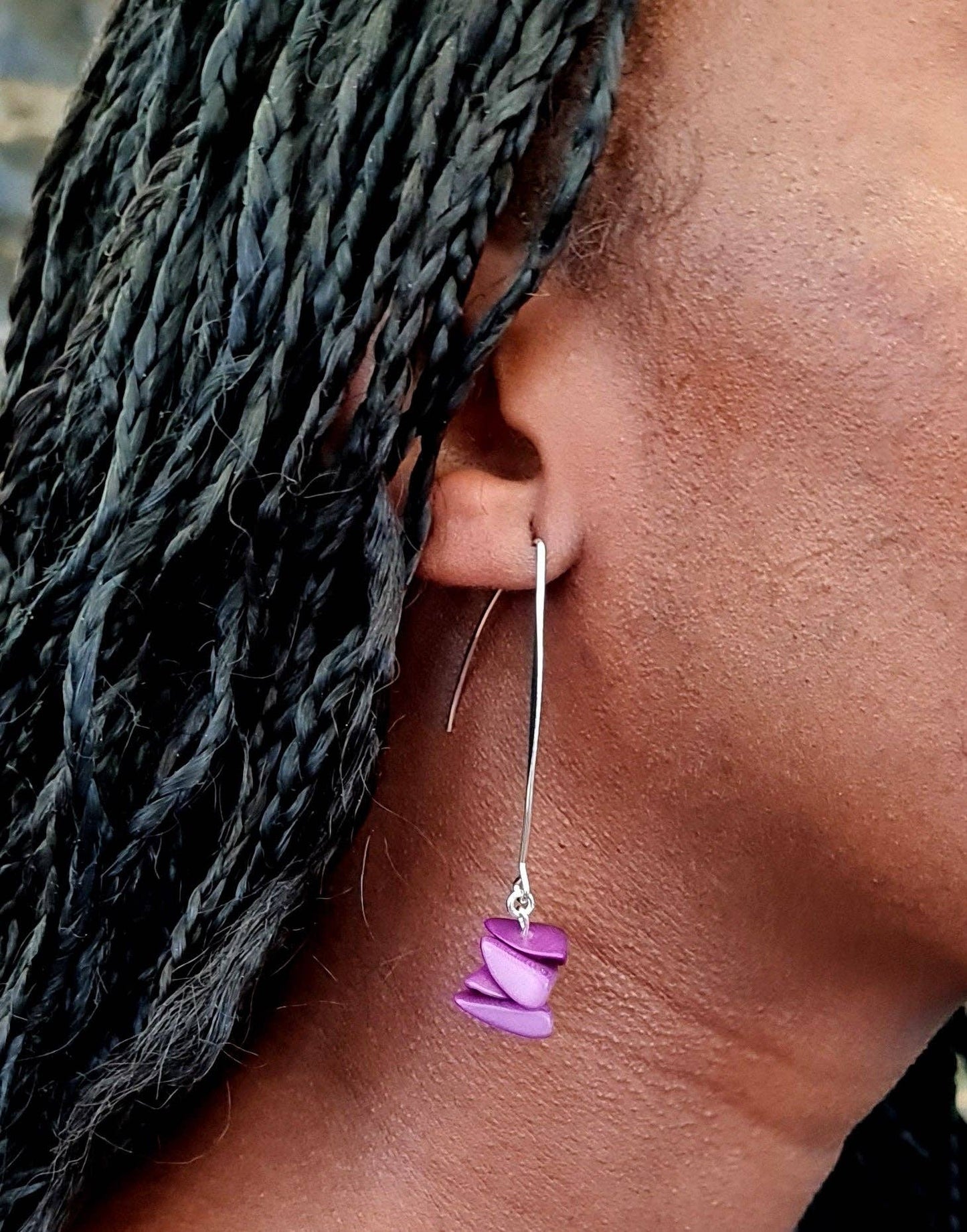 Pretty Pink Eco-Jewellery - Tagua Shavings Drop Earrings: Pink