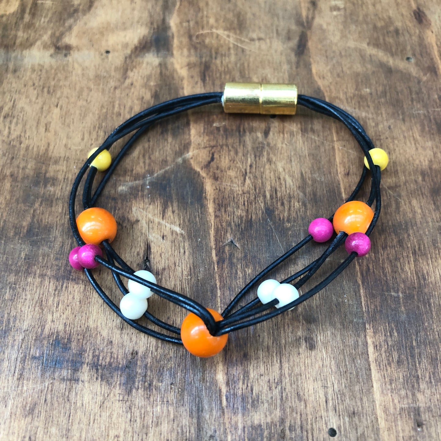 Tagua IPONEA Bracelet Orange / Yellow / Fuchsia / Natural
