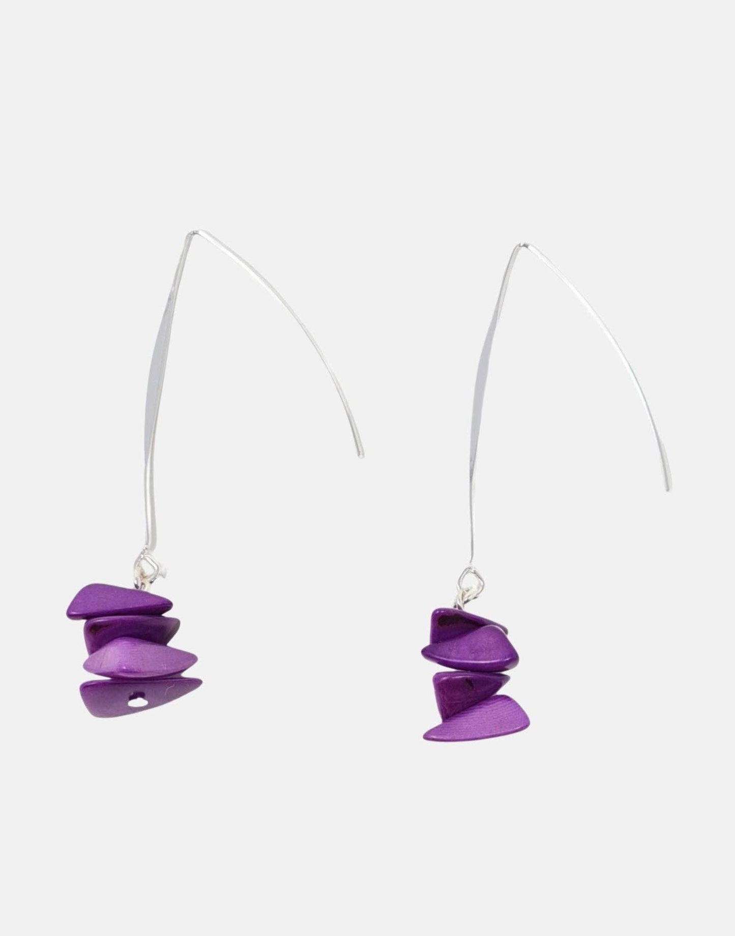 Pretty Pink Eco-Jewellery - Tagua Shavings Drop Earrings: Pink