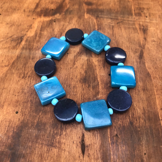 Tagua Bracelet LUZ Cyan Blue - Medium