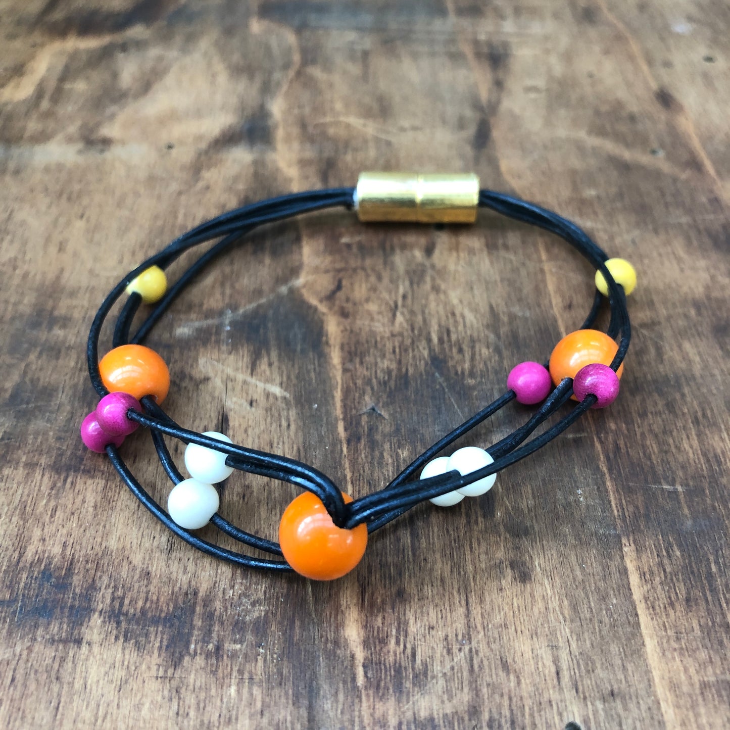 Tagua IPONEA Bracelet Orange / Yellow / Fuchsia / Natural