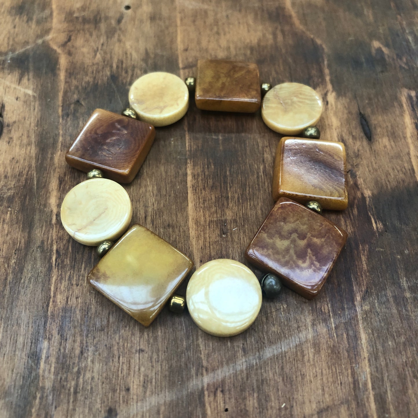 Tagua Bracelet LUZ Caramel Coffee - 9 bead small