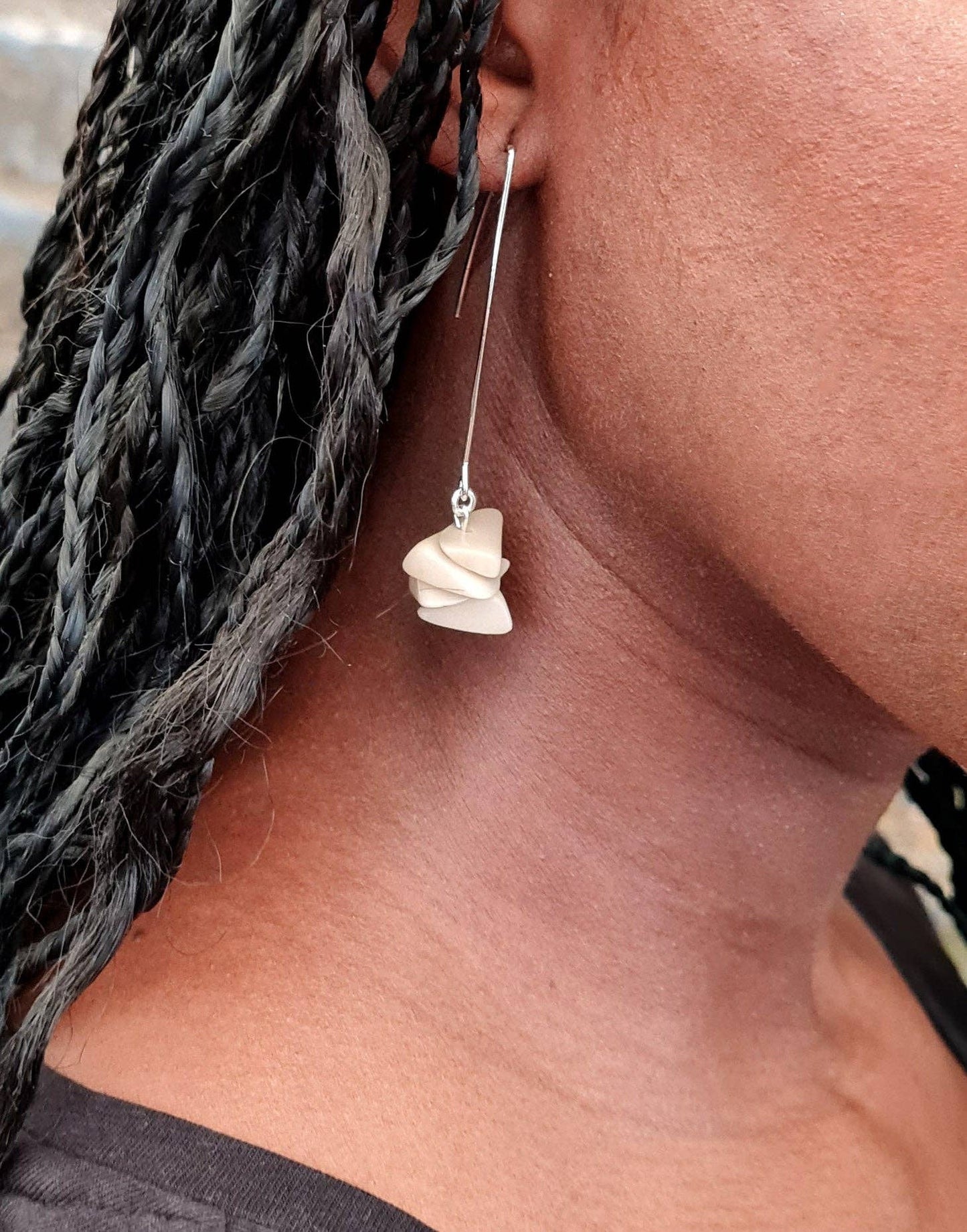 Pretty Pink Eco-Jewellery - Tagua Shavings Drop Earrings: Orange