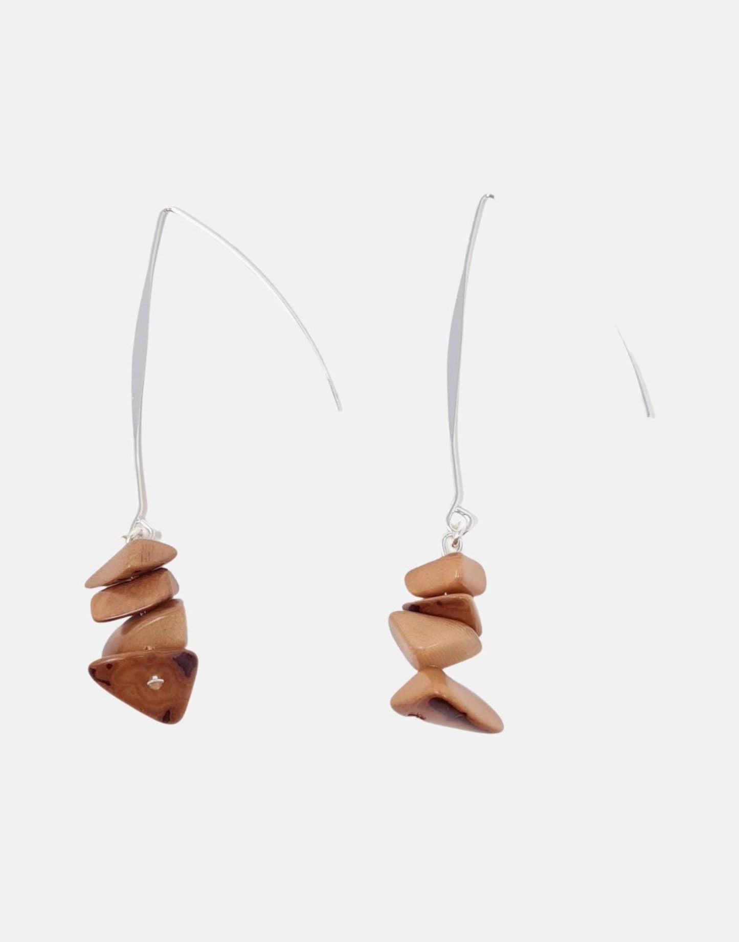 Pretty Pink Eco-Jewellery - Tagua Shavings Drop Earrings: Orange