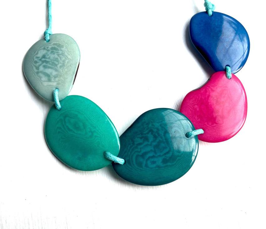 Lydia Pomegranate 5 Bead Tagua Necklace - Gigglewick Gallery
