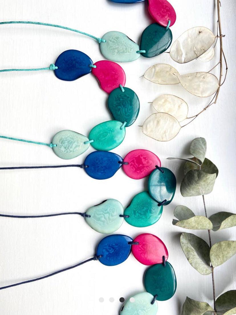 Lydia Pomegranate 5 Bead Tagua Necklace - Gigglewick Gallery