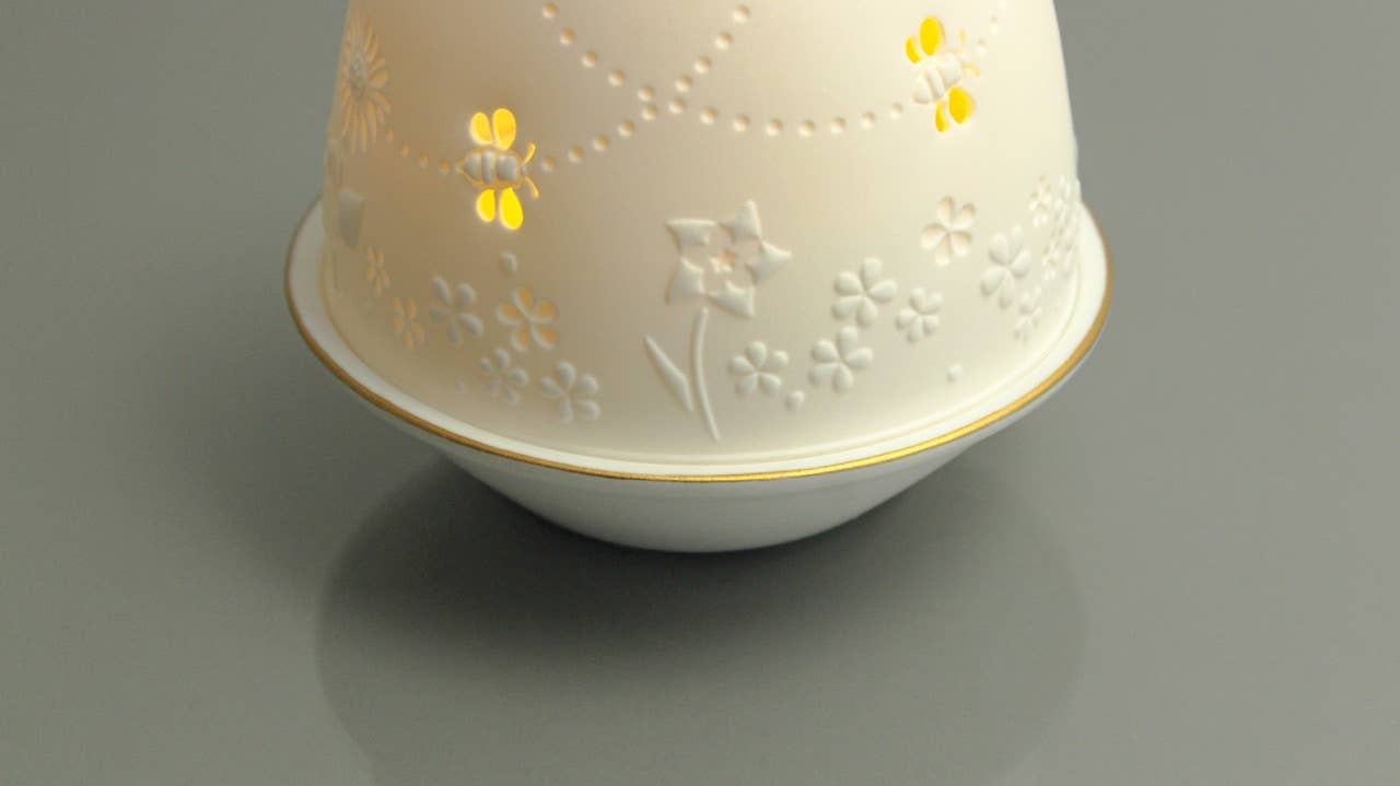 Porcelain Tea Light Holder - Busy Bees