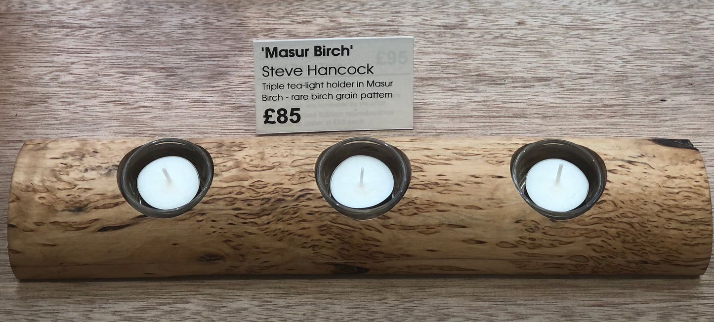 Triple Tea Light Holder - Masur Birch