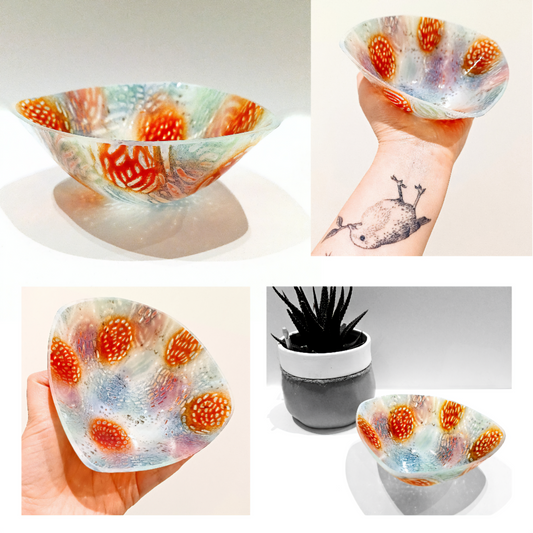 'The Wheel - Rowan - Autumn' - Handcrafted Kiln Formed Glass Bowl