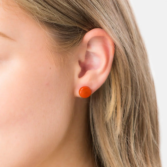 Tagua Confetti Stud Earrings - Orange