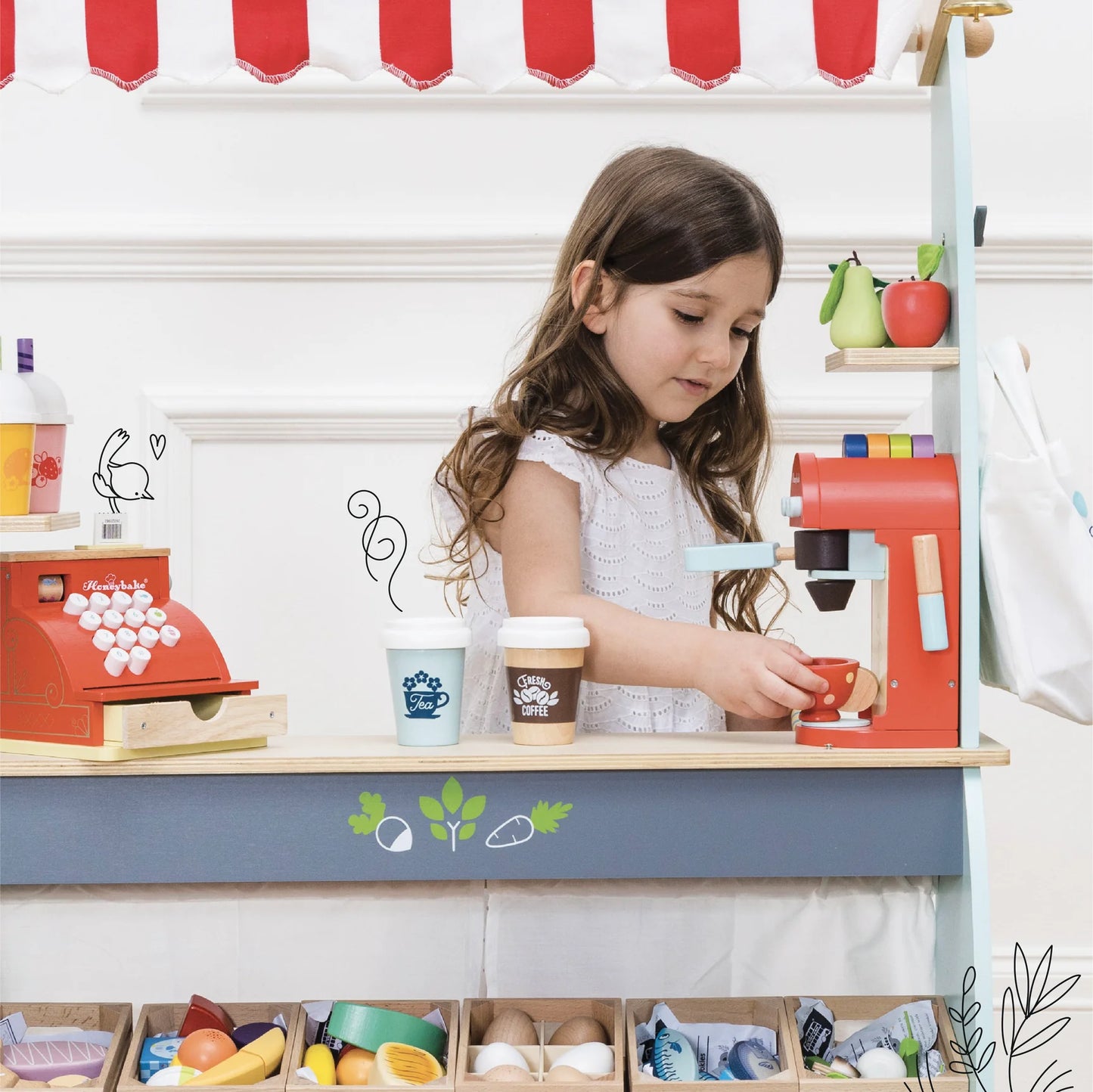 Wooden Toy Coffee Machine & Pods