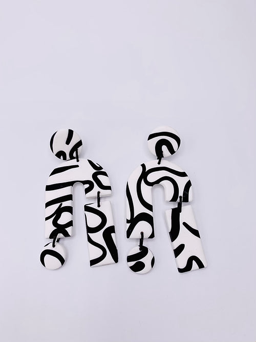 NSV Songline Earrings - Statement - Black White