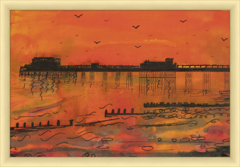 Twilight Pier - No Mount - Aluminium Gold Frame 23 mm - 53cm x 37cm (Copy)