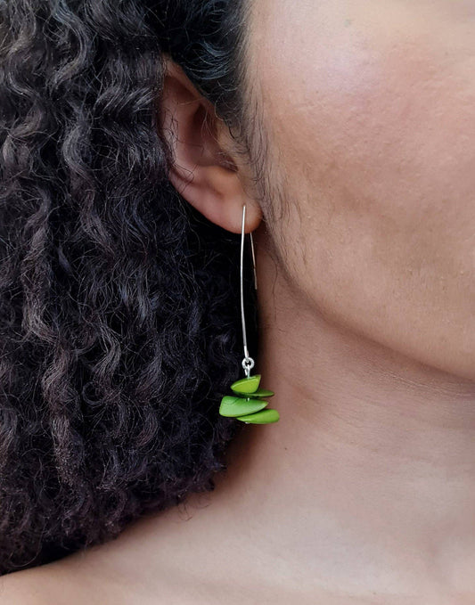 Pretty Pink Eco-Jewellery - Tagua Shavings Drop Earrings: Green