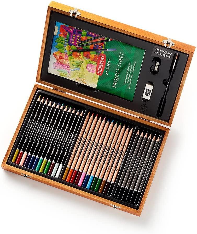 Derwent Academy Drawing Art Set in Wooden Gift Box - Gigglewick Gallery