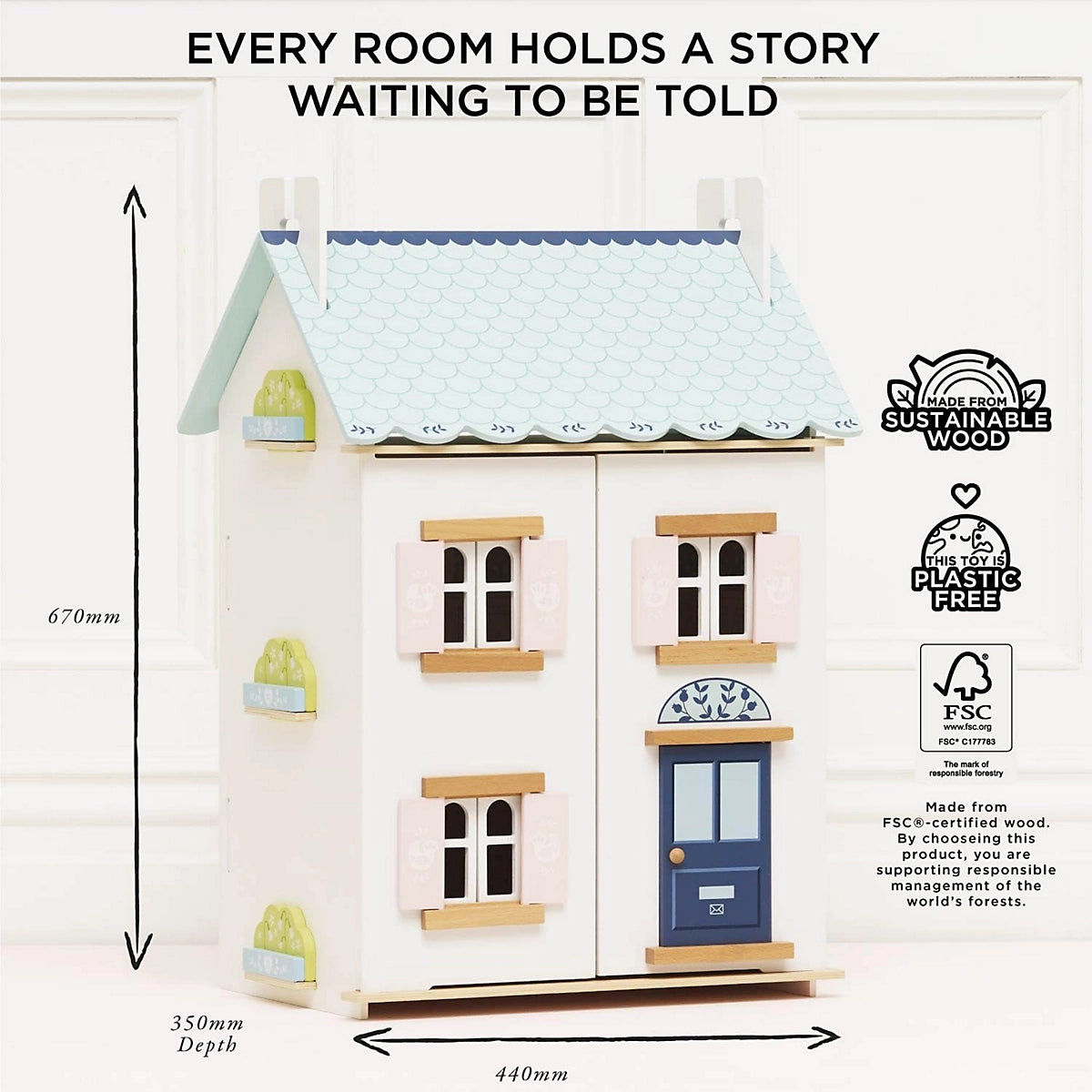 Blue Belle Wooden Doll House