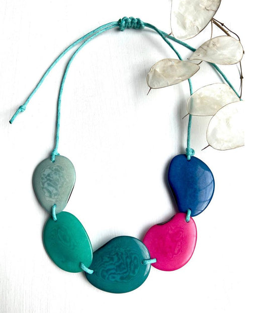 Lydia Pomegranate 5 Bead Tagua Necklace - Gigglewick Gallery