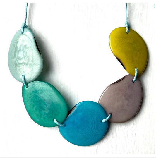 Lydia Zesty Five Bead Tagua Necklace - Gigglewick Gallery