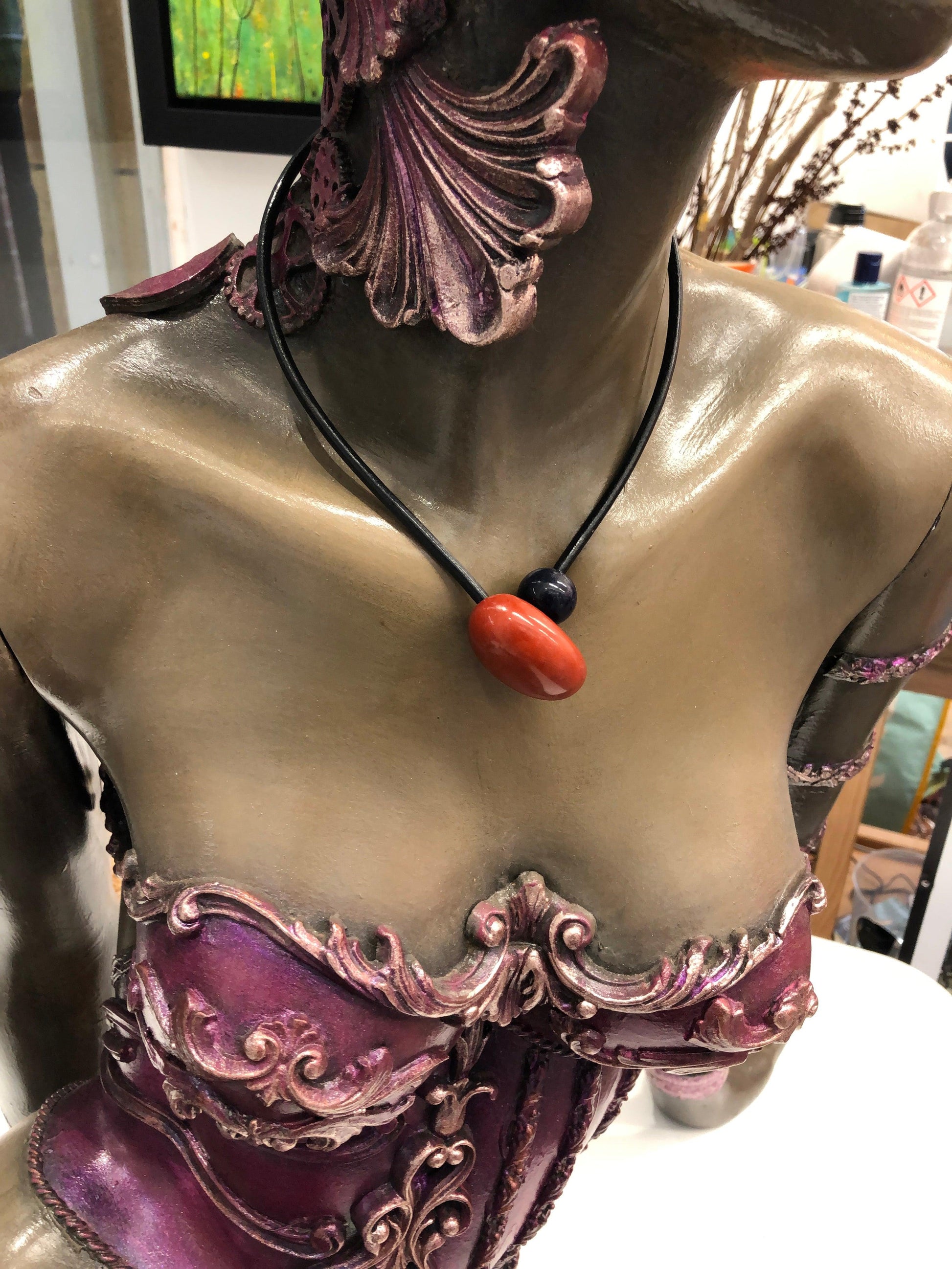 Nodova CESARI necklace Red and Navy - Gigglewick Gallery