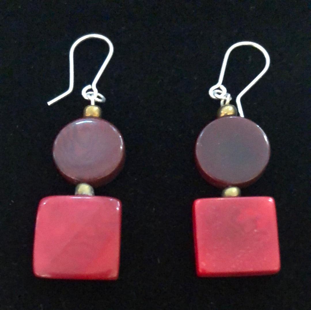 Nodova LUZ Earrings Red Dark Red - Gigglewick Gallery