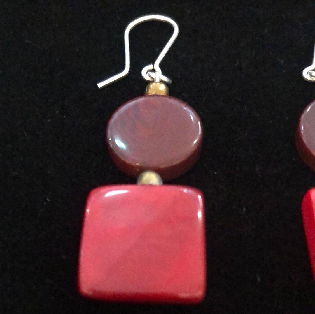 Nodova LUZ Earrings Red Dark Red - Gigglewick Gallery